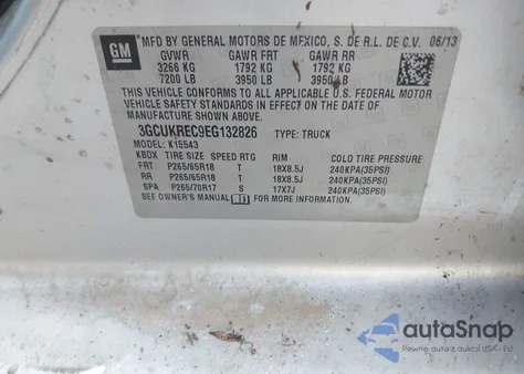 2014 Chevrolet Silverado 1500 2Lt z USA, uszkodzony, nr VIN 3GCUKREC9EG132826